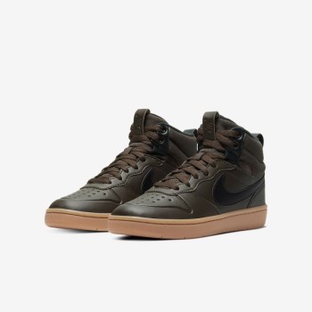 Nike Court Borough Mid 2 Boot - Nagyobb Gyerek Utcai Cipő - Barna/Barna/Fekete